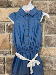 KIDS {Romp Around} Chambray Romper With Lace Belt Detail