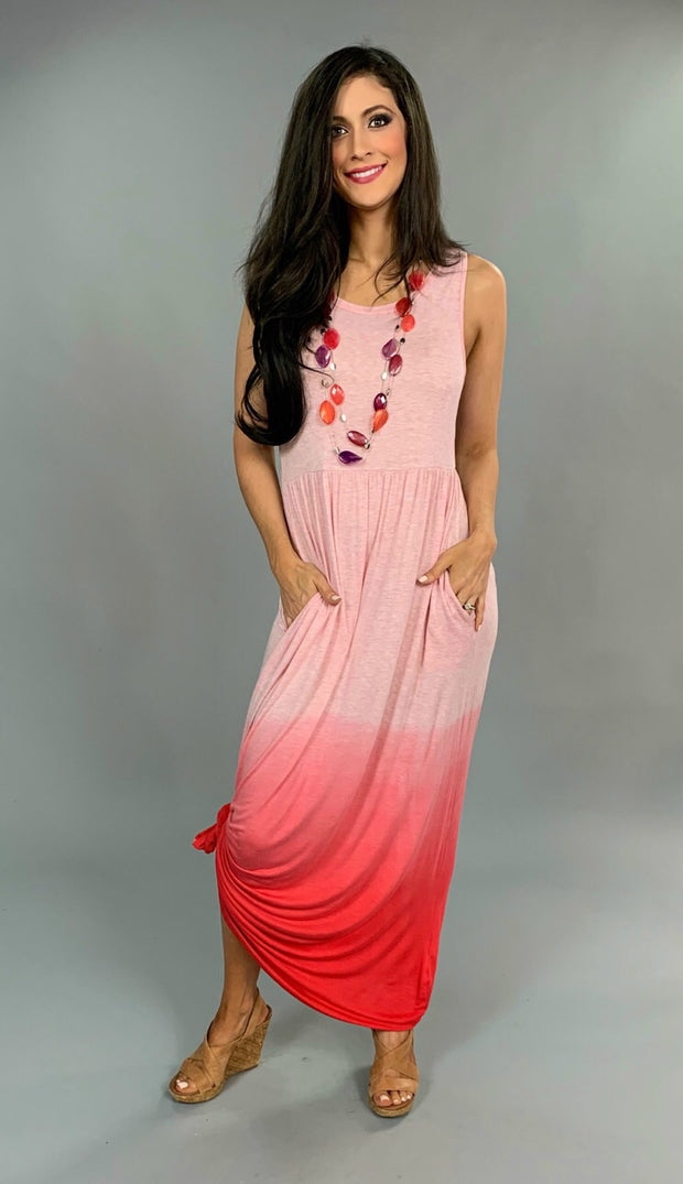 LD-C {Afternoon Delight} Sleeveless Gradient Dye Pink Maxi Dress