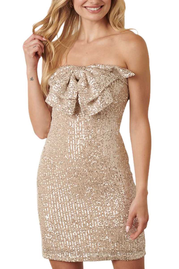 SV-R {Another Hot Spell} Champagne Sequin Mini Dress