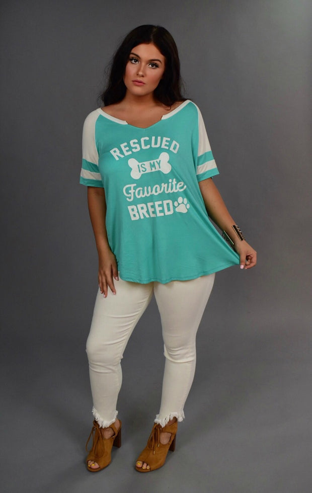 GT-E Mint & White Rescued Is My Favorite Breed Tunic