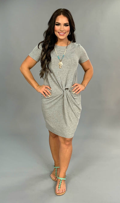 SSS-A {Come Find Me} Heather Gray Dress with Knot Detail