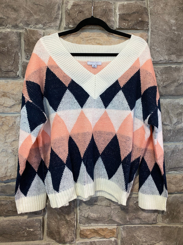 10-13 CP-C {Endless Nights} Blush Navy Contrast Sweater SIZE S M L