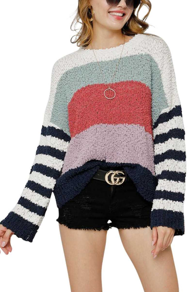 10-20 CP-B {Happier With You} Navy Color Block Sweater SIZE S M L