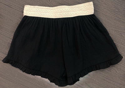 BT-B {It's Your Love} Black Shorts with Elastic Crochet Waistband