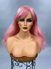 {Pixie} Pink Long Wig With Bangs