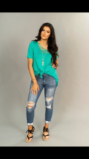 SSS-J {Don't Let Go} Emerald Cage Neck Detail Tunic