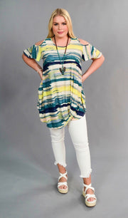 OS-D {Like It} Cold Shoulder Top with Knot Hem