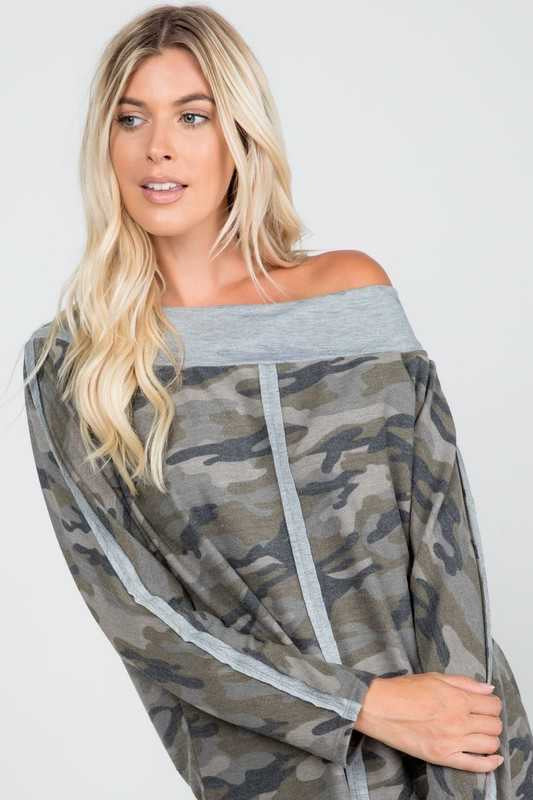 10-20 OS-C {Ready For Duty} Camo Grey Contrast Top SIZE S M L