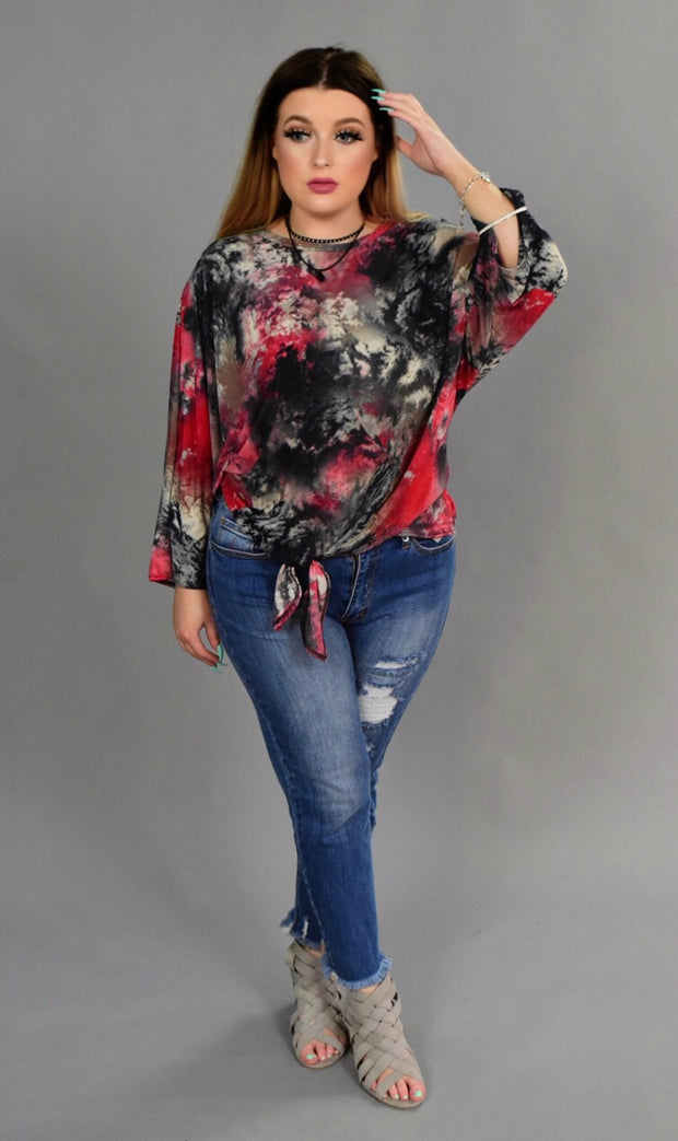 PQ-Z {Chinese Whispers} Tie-Dye Tunic with Front Tie Detail