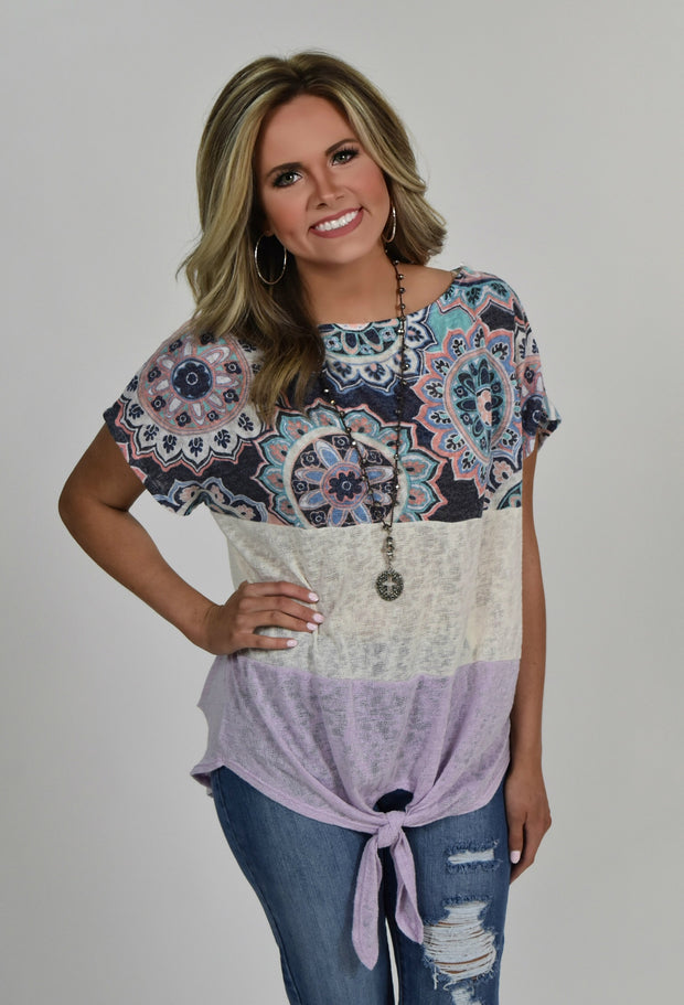 CP-B {Ready Or Knot} Mandala Lavender Contrast Top