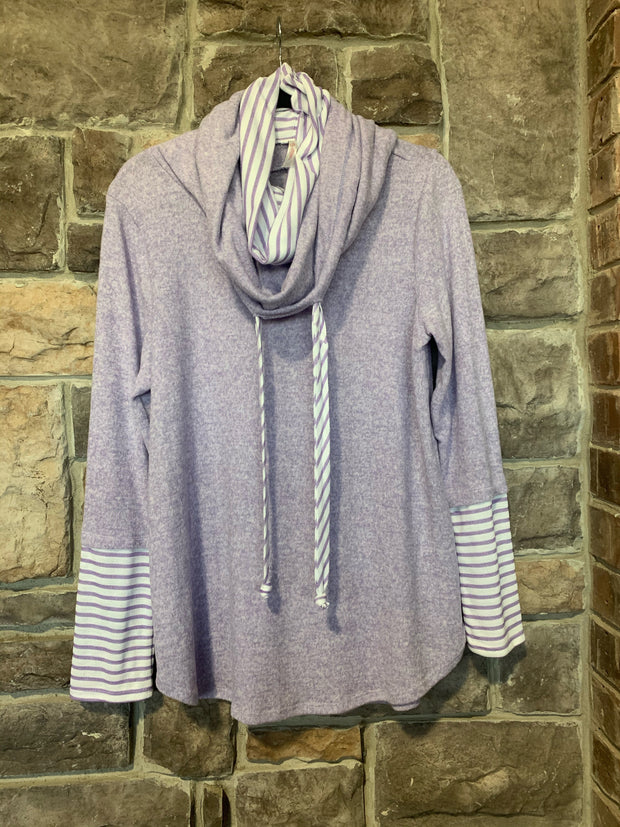 10-02 HD-C {Best Intentions} Lilac With White Stripes Hoodie SIZE S M L