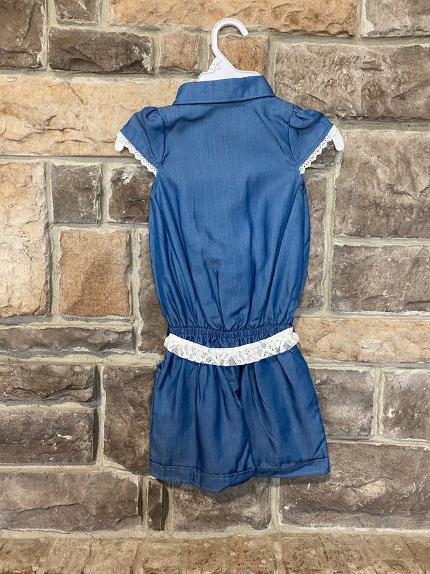 KIDS {Romp Around} Chambray Romper With Lace Belt Detail