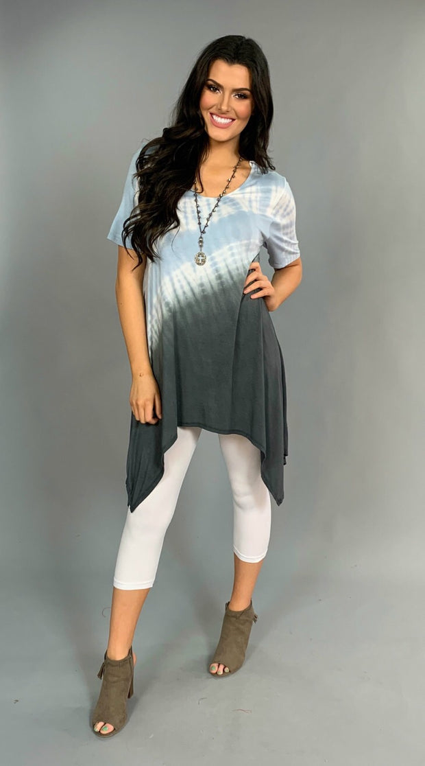 PSS-L Blue/Charcoal Ombre Asymmetrical Tunic