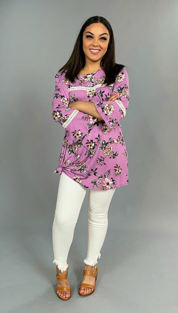 PQ-R {Just Because} Lilac Floral Tunic with Crochet Detail