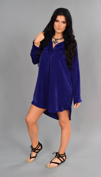 SLS-S {Only Love} Navy Dress with Roll-Tab Sleeves