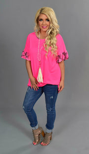 CP-D {Just A Game} Neon Pink/Snakeskin Print Top