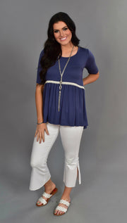 SD-L {Storybook Ending} Indigo Tunic with Crochet Detail