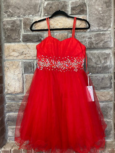 KIDS {Red Lipstick & Heels} Red Sweetheart Dress W/Bead Detail