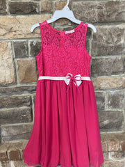 KIDS {Tea Party} Pink Lace Detail Sleeveless Dress W/Bow