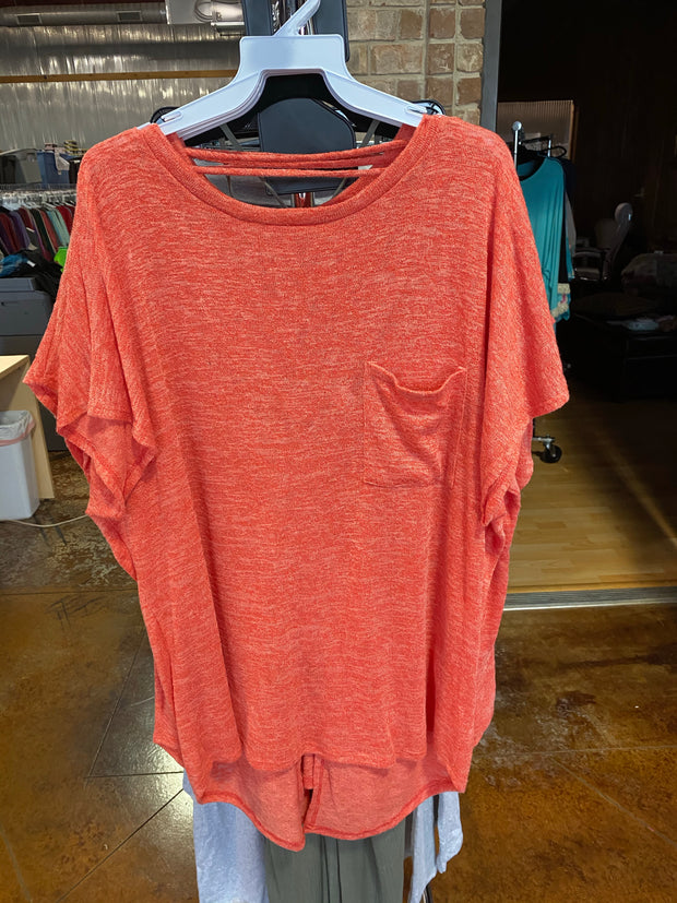 SSS-K {Coral Fun} Coral Sweater Top W/Pocket  S