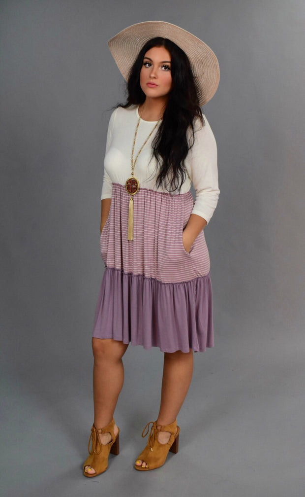 CP-Q {Class Act} Lavender Dress with Contrast Layers