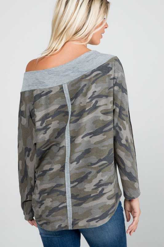 10-20 OS-C {Ready For Duty} Camo Grey Contrast Top SIZE S M L