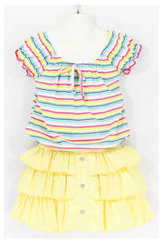 KIDS {Little Sunshine} Multi Stripe Shirt With Yellow Skirt Set