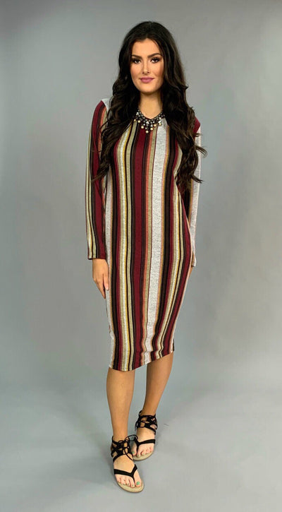 PLS-Z {Mumbo Jumbo} Vertical Striped Bodycon Dress