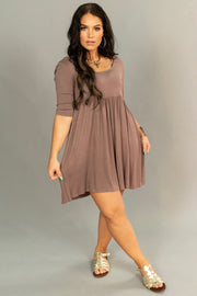 SSS-X {Me & You} Cappuccino Babydoll Dress 2/3 Sleeves