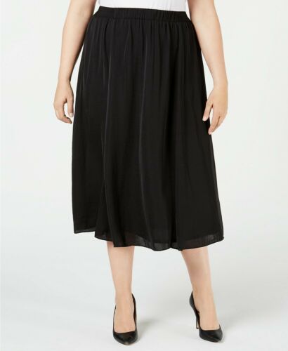BT-H  M-109   {Alfani} Black Washed Satin Skirt Retail $69.50